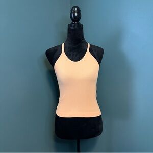 Ododos Ribbed Racerback Tank Top in Peach - Size M/L